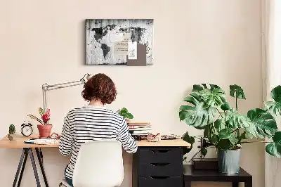 Nástěnka do dětského pokoje Mapa světa na dřevě