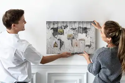 Nástěnka do dětského pokoje Mapa světa na dřevě
