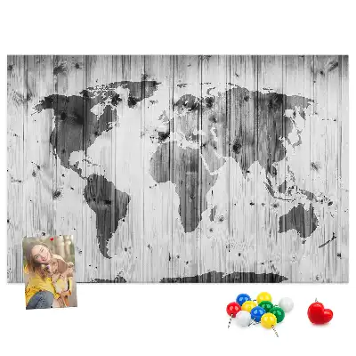 Nástěnka do dětského pokoje Mapa světa na dřevě