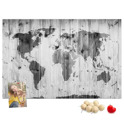 Nástěnka do dětského pokoje Mapa světa na dřevě
