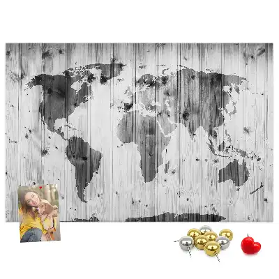 Nástěnka do dětského pokoje Mapa světa na dřevě