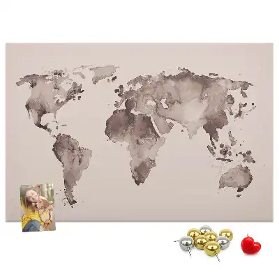 Nástěnka do dětského pokoje Mapa světa s akvarelem