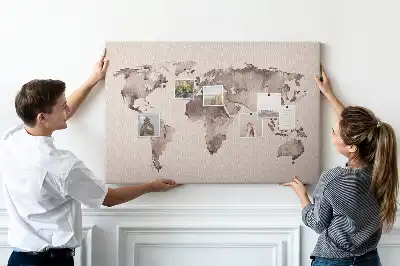 Nástěnka do dětského pokoje Mapa světa s akvarelem