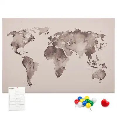 Nástěnka do dětského pokoje Mapa světa s akvarelem