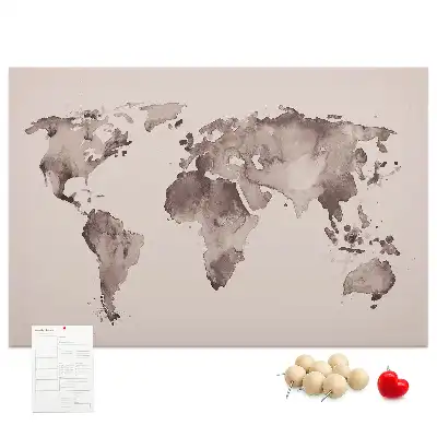 Nástěnka do dětského pokoje Mapa světa s akvarelem