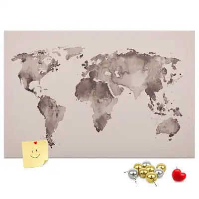 Nástěnka do dětského pokoje Mapa světa s akvarelem