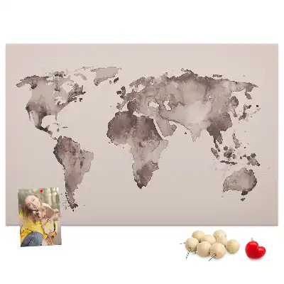 Nástěnka do dětského pokoje Mapa světa s akvarelem