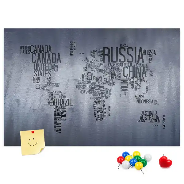 Korková nástěnka Země světa z písmen