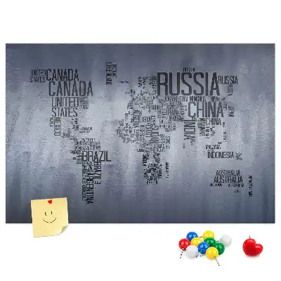 Nástěnka korková Mapa světa s titulky