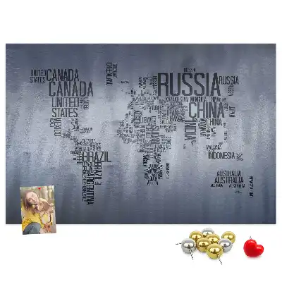 Nástěnka korková Mapa světa s titulky