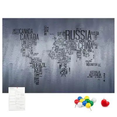 Nástěnka korková Mapa světa s titulky