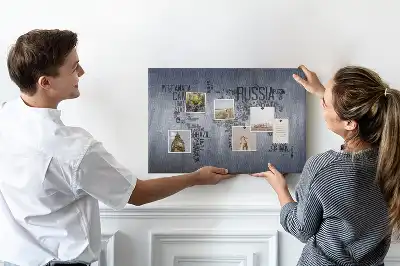 Nástěnka korková Mapa světa s titulky
