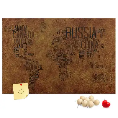Korková tabule Mapa názvů zemí