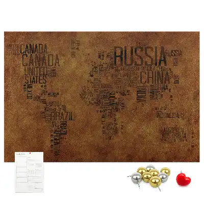 Korková tabule Mapa názvů zemí