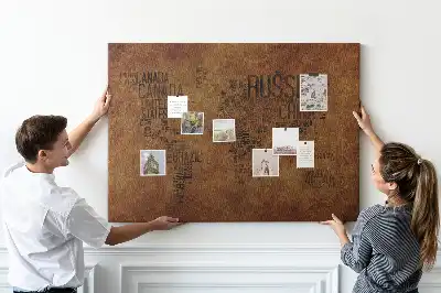 Korková tabule Mapa názvů zemí