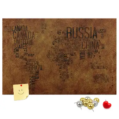 Korková tabule Mapa názvů zemí