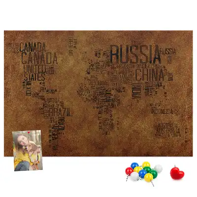 Korková tabule Mapa názvů zemí