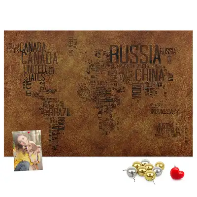 Korková tabule Mapa názvů zemí