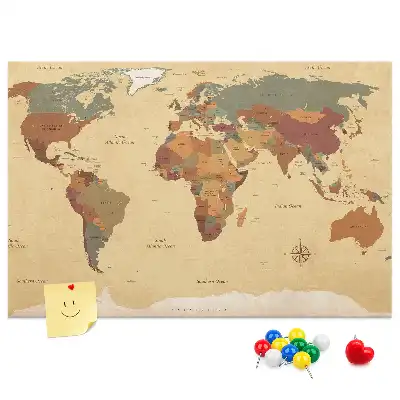 Nástěnka korková Mapa světa ve vintage stylu