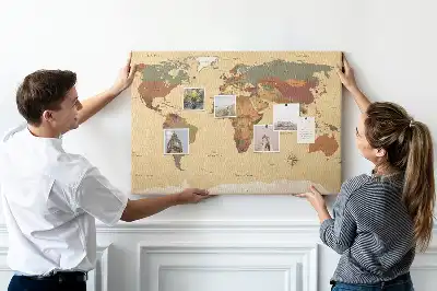 Nástěnka korková Mapa světa ve vintage stylu