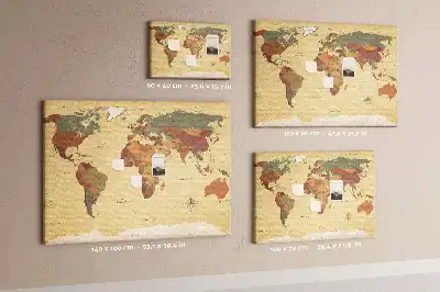 Nástěnka korková Mapa světa ve vintage stylu