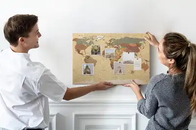 Nástěnka korková Mapa světa ve vintage stylu