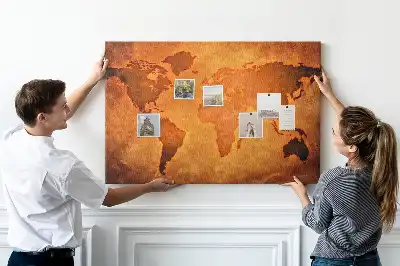 Nástěnka korková Velká mapa světa