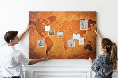 Nástěnka korková Velká mapa světa