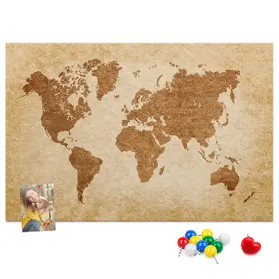 Nástěnka do dětského pokoje Mapa světa ve starém stylu