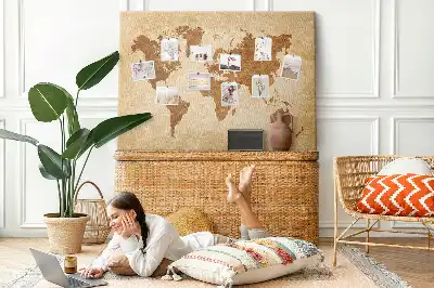 Nástěnka do dětského pokoje Mapa světa ve starém stylu
