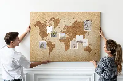 Nástěnka do dětského pokoje Mapa světa ve starém stylu