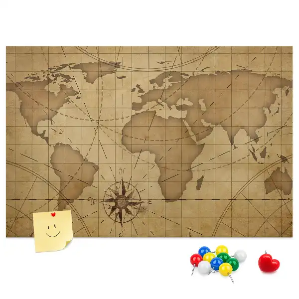 Nástěnka do dětského pokoje Mapa světa vintage