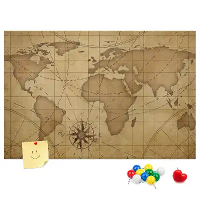 Nástěnka do dětského pokoje Mapa světa ve vintage stylu