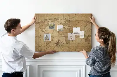 Nástěnka do dětského pokoje Mapa světa ve vintage stylu