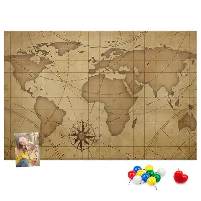 Nástěnka do dětského pokoje Mapa světa ve vintage stylu