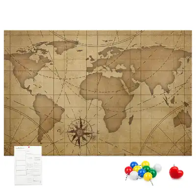 Nástěnka do dětského pokoje Mapa světa ve vintage stylu