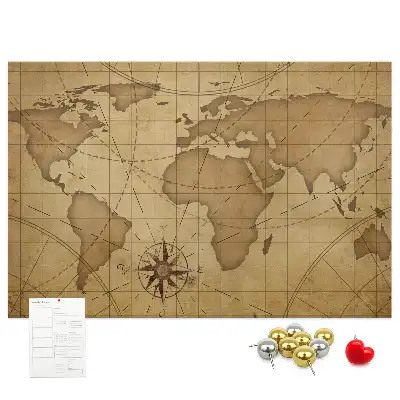 Nástěnka do dětského pokoje Mapa světa ve vintage stylu