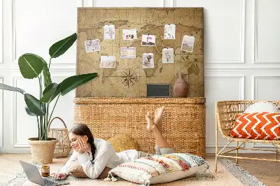 Nástěnka do dětského pokoje Mapa světa ve vintage stylu