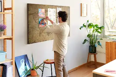 Nástěnka do dětského pokoje Mapa světa ve vintage stylu