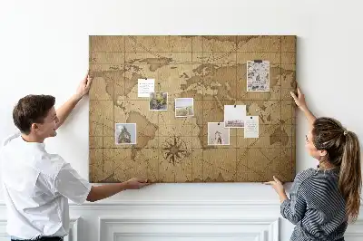 Nástěnka do dětského pokoje Mapa světa ve vintage stylu