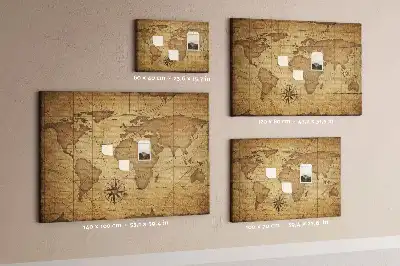 Nástěnka do dětského pokoje Mapa světa ve vintage stylu