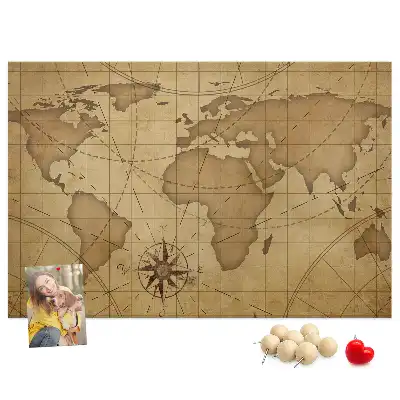 Nástěnka do dětského pokoje Mapa světa ve vintage stylu