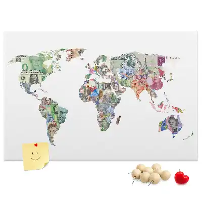 Korková nástěnka s mapou světa