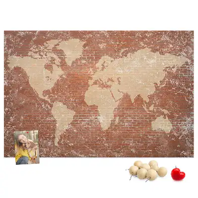 Korková tabule Mapa světa na cihle
