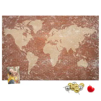 Korková tabule Mapa světa na cihle