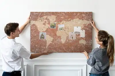 Korková tabule Mapa světa na cihle
