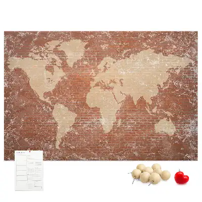 Korková tabule Mapa světa na cihle