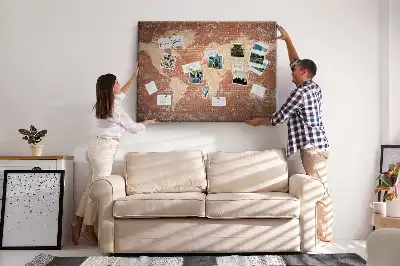 Korková tabule Mapa světa na cihle
