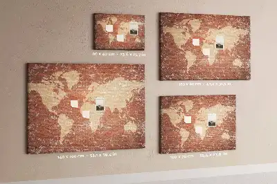 Korková tabule Mapa světa na cihle