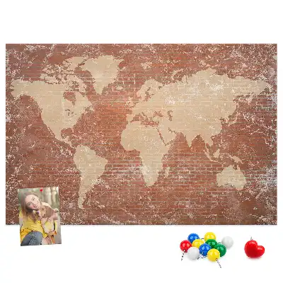 Korková tabule Mapa světa na cihle